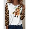 Damen T-Shirts Grafisch Tier Giraffe T-Shirts Mode Stilvoll Langarm T-Shirts Rundhals Normale Oberteile Sommer