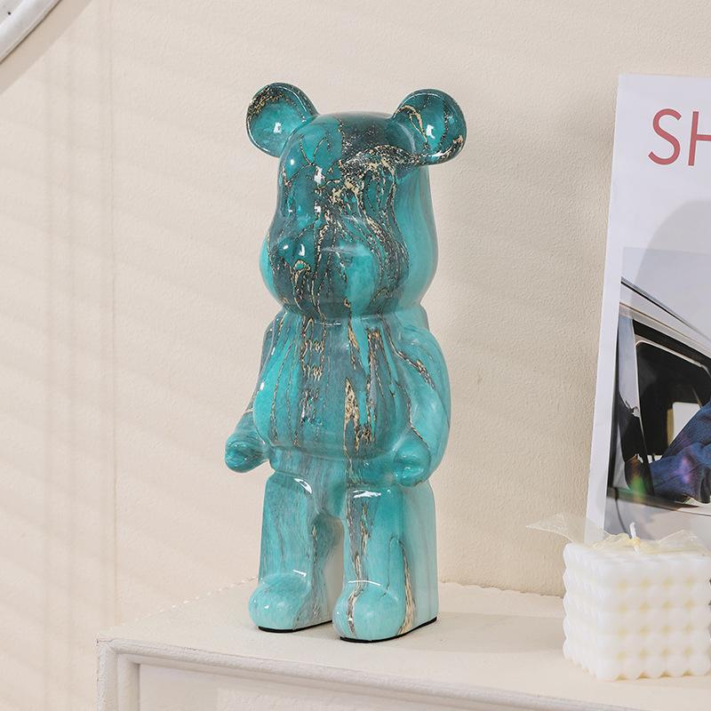

27см Статуэтка медведя-граффити, Раскрашенный блочный медведь, Керамические настольные украшения, Домашний декор, Скульптура медведя для пола в гостиную, Подарок
