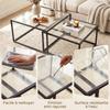 Nesting Coffee Tables, Set of 2, Tempered Glass Top, Metal Frame, Black