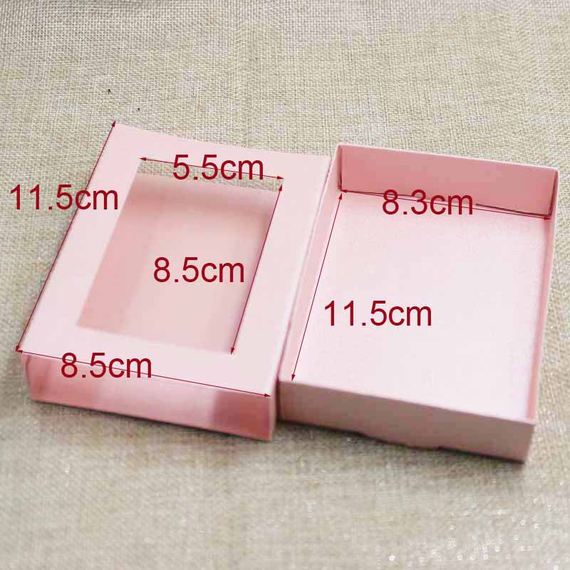 10pcs Kraft/beige/pink Gift Jewelry Package& Display Window Box DIY Slide Box for Wedding Favors/products Display Show