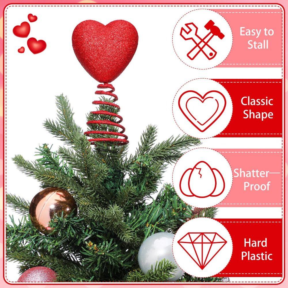 Creative 5 Inch Valentines Day Decorations Mini Coil Spring Heart Tree Topper Reusable Glitter Holiday Ornament Home Decoration