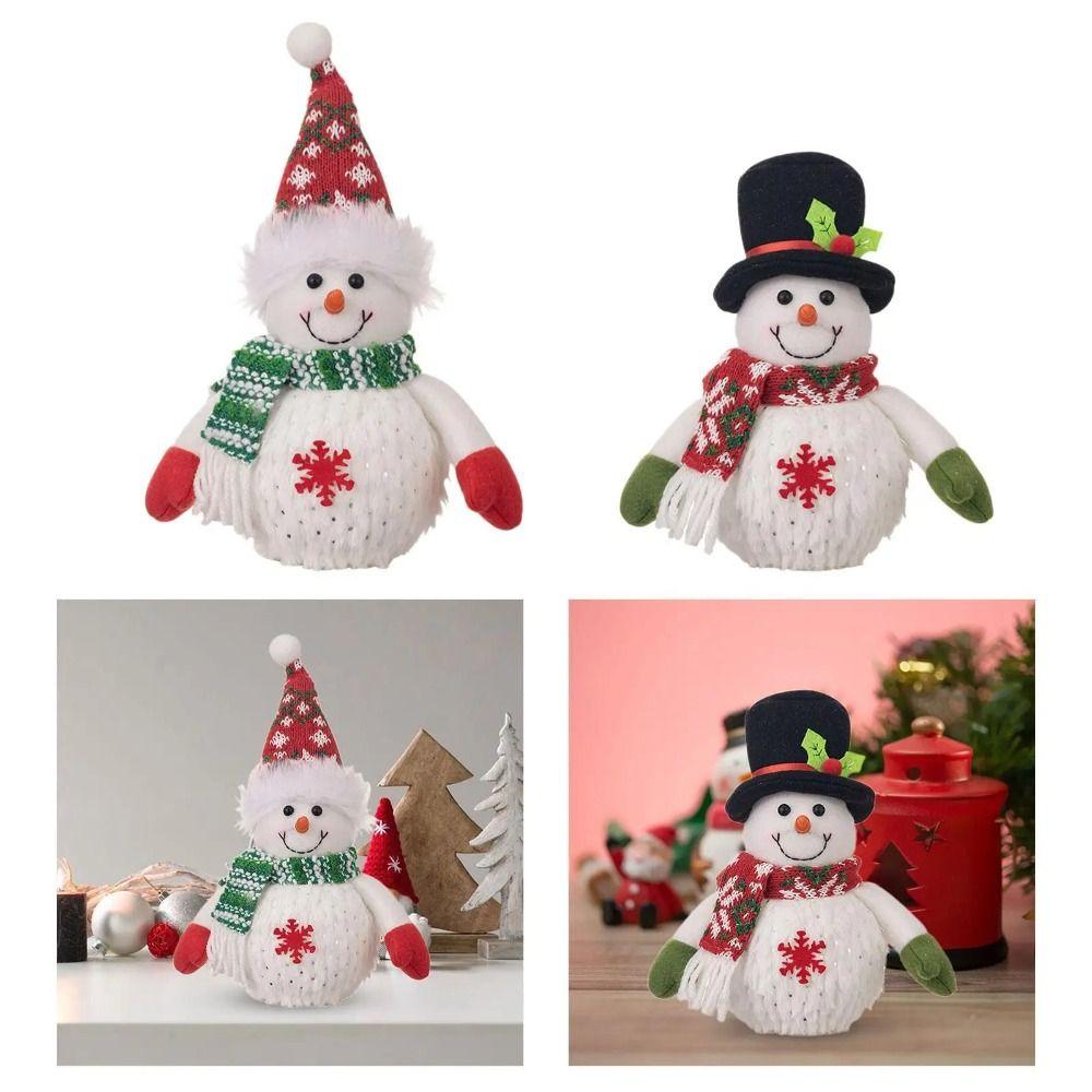 Cartoon Christmas Snowman Doll Toys Snowflake Luminous Snowman Ornament  New Year Gift