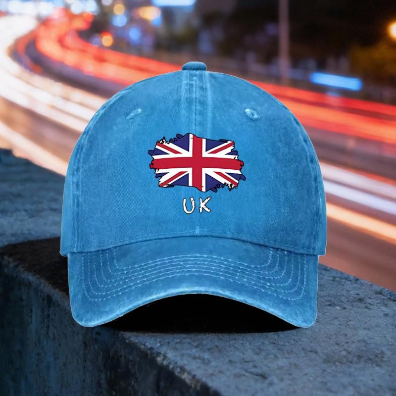 UK Flag Distressed Baseball Cap Washed Cotton Adjustable Vintage Sun Hat Outdoor Travel Cap