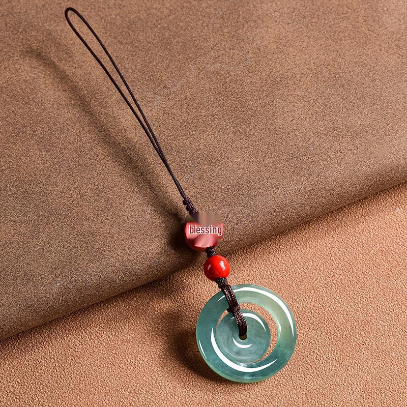 Original A-Grade Blue Jade Ping An Kou Phone Pendant Keychain Bag Hanger Blue Ping An Kou (with certificate)