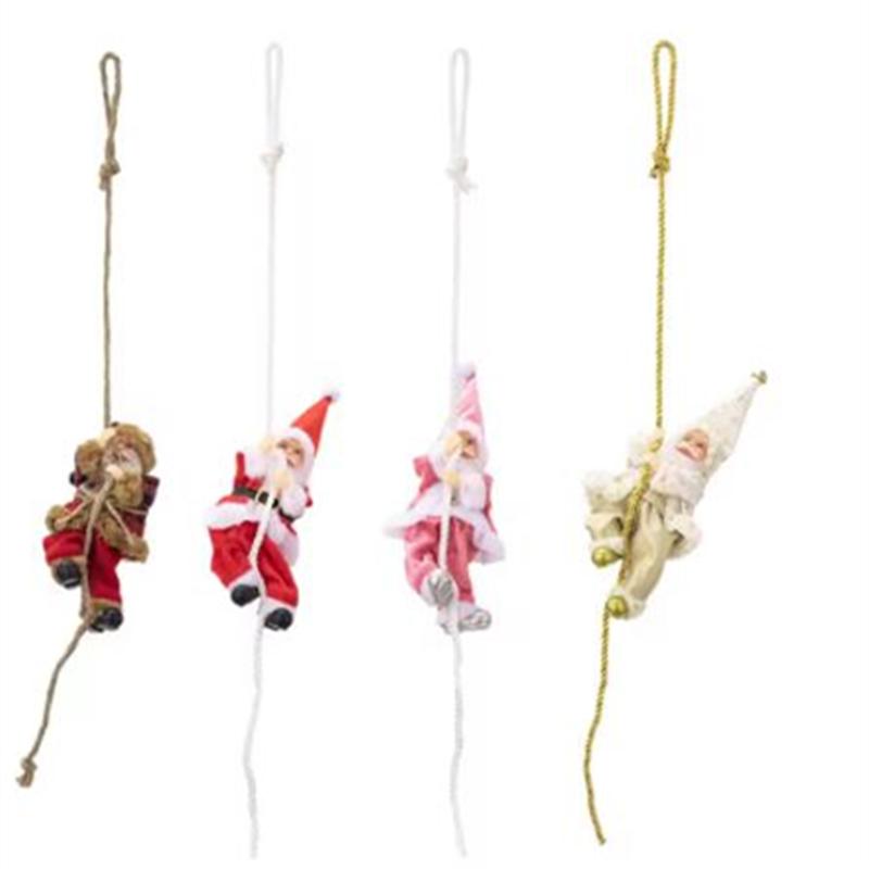 1/4PCS Christmas Decoration Santa Claus Climbing Rope Pendant Resin Elderly Doll Pendant Climbing Rope Elderly Pendant