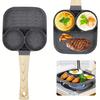 Breakfast Frying Pan Omelet Pan Beef Steak Saucepan Non-Stick Aluminum 2-Hole Omelet Pan with Wooden Handle Pancake Pans