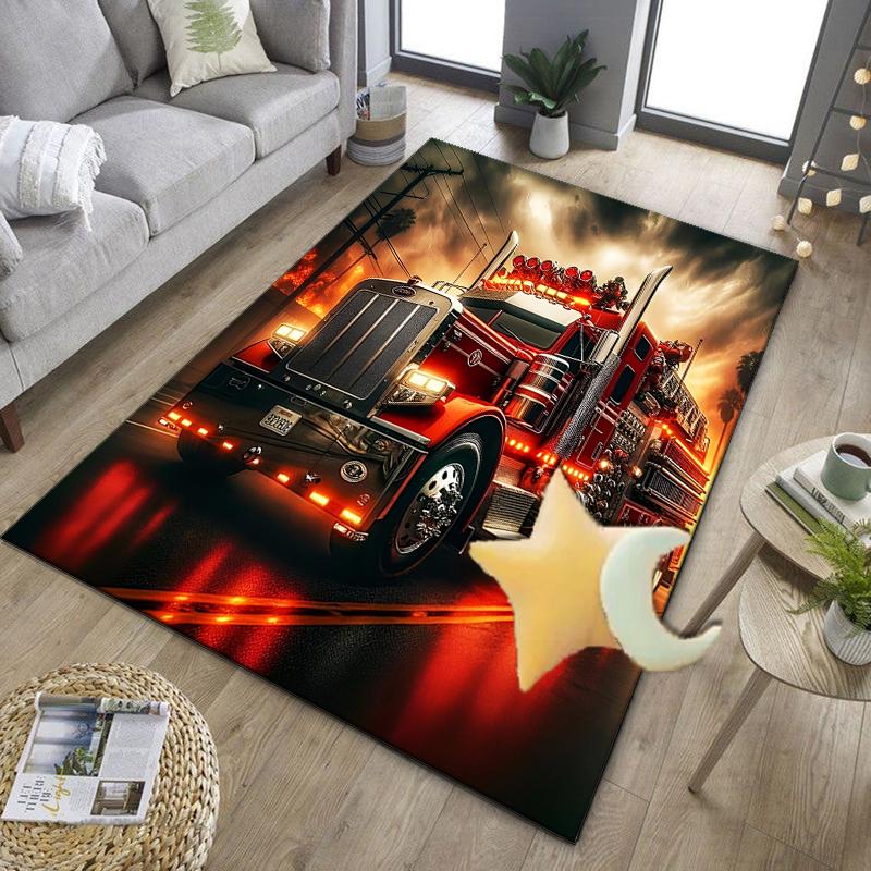 Nighttime Truck Drive Office Rug Chair Mat, Game Carpet, Suitable for Front Door, Bedroom, Living Room, Desk, Holiday Gift