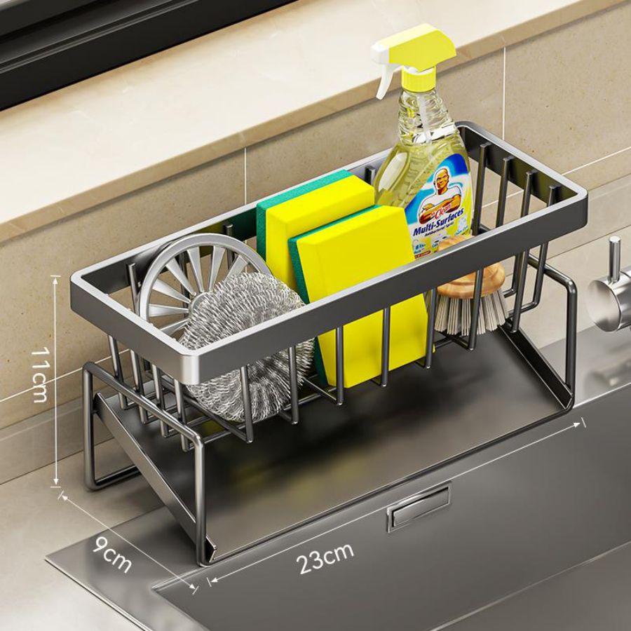 

YUJI Stainless Steel Drain Basket Kitchen Storage Rack with Sponge Rack Cleaning Towel Rack