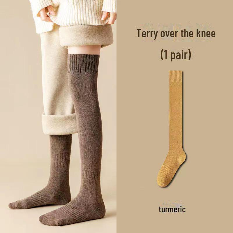 Damen Dicke Warme Kniehohe Frotteesocken - Einfarbig, Schweißabsorbierend, College-Stil
