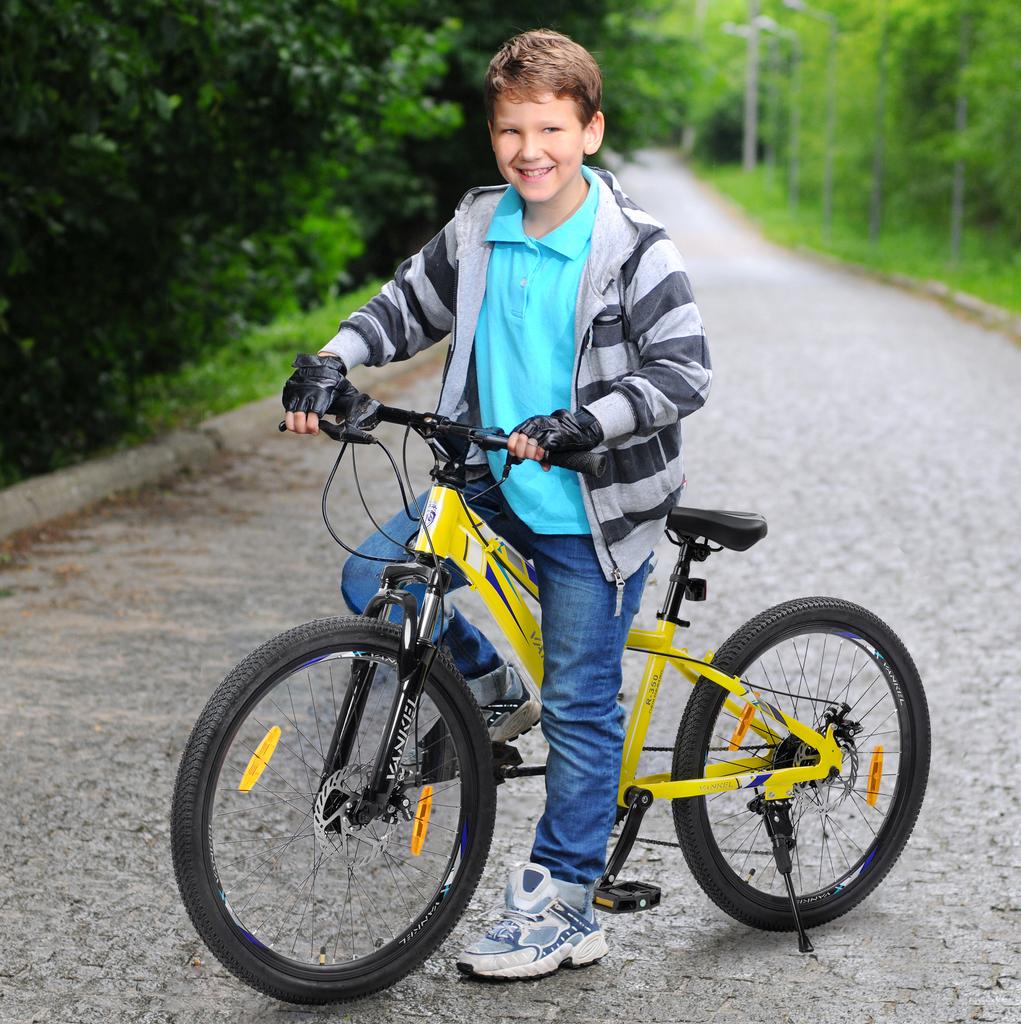 Mountain Bike 24 Inch Boys Girls Kids Bike 6 Speed Gear Chain Derailleur for Kids from 130 cm, Robust Steel Frame and Shock-Absorbing Fork