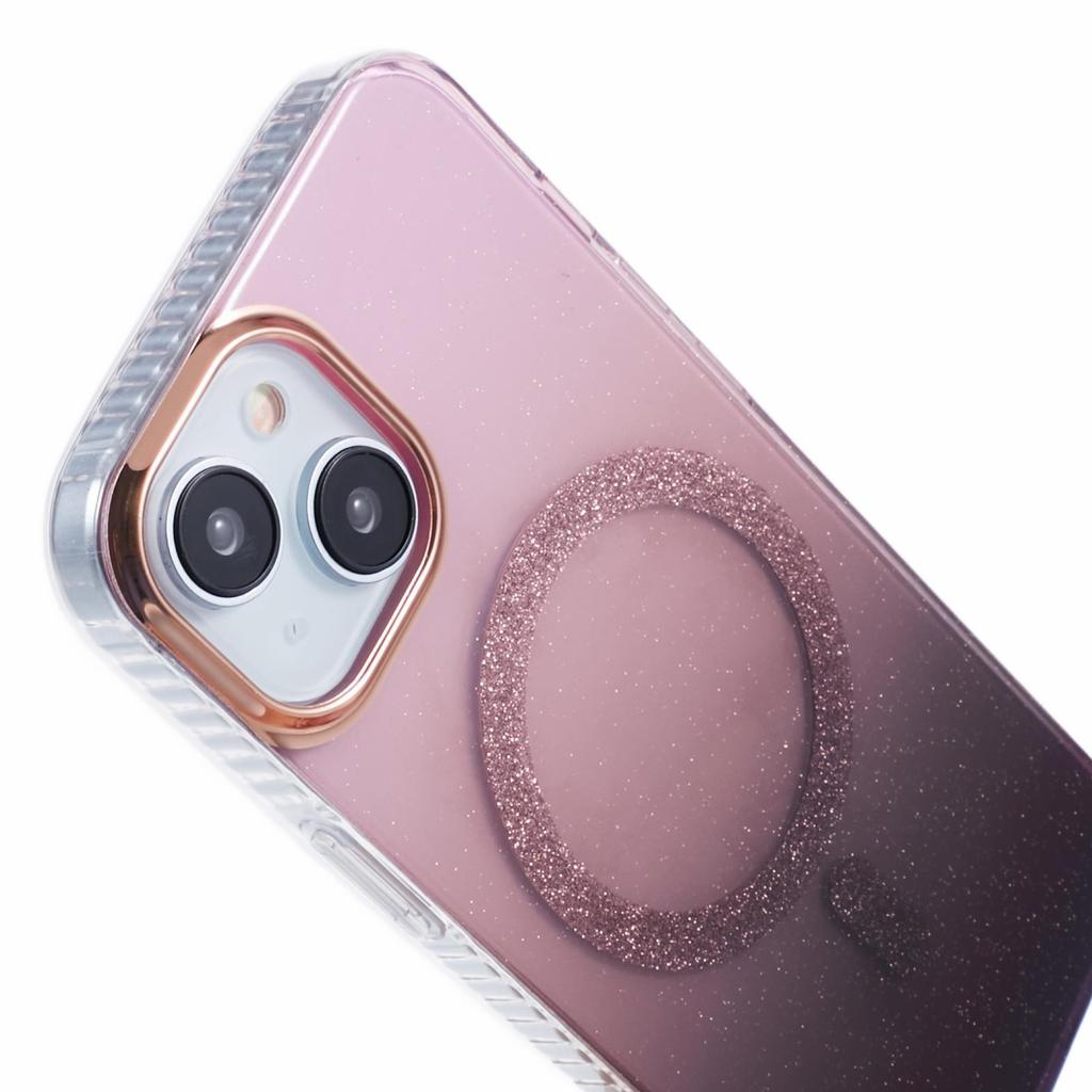 For iPhone 13 6.1 inch Case Glitter Gradient Big Rear Lens Hole Cover Compatible with MagSafe