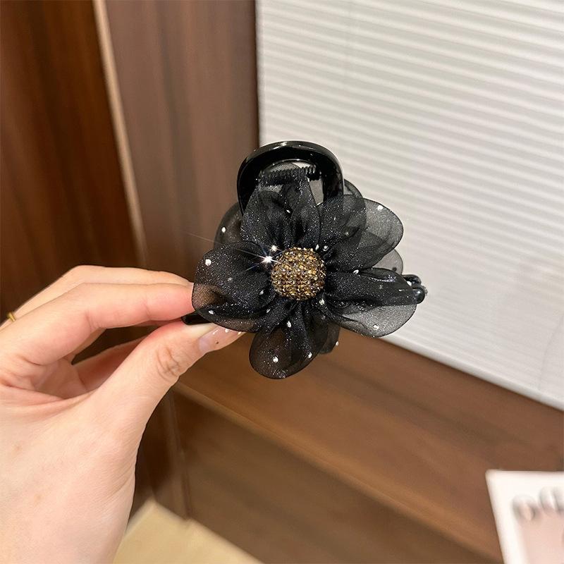 Women Rhinestone Sun Flowers Grab Clip Hair Clip Ponytail Hair Shark Claw Hairpin Girls Hair Accessories