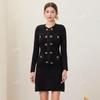 Elegant French High-End Mid-Length Knitted Dress with Heart Buckle for Early Spring