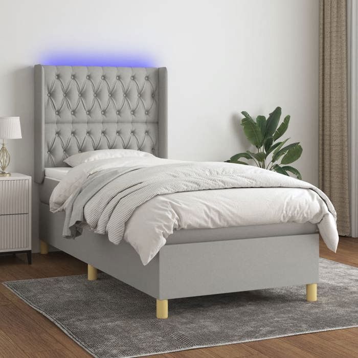 VidaXL Sommier à Lattes de Lit avec Matelas et LED, Lit Rembourré, Lit Simple, Lit Adulte de Chambre à Coucher Intérieur, 3139093