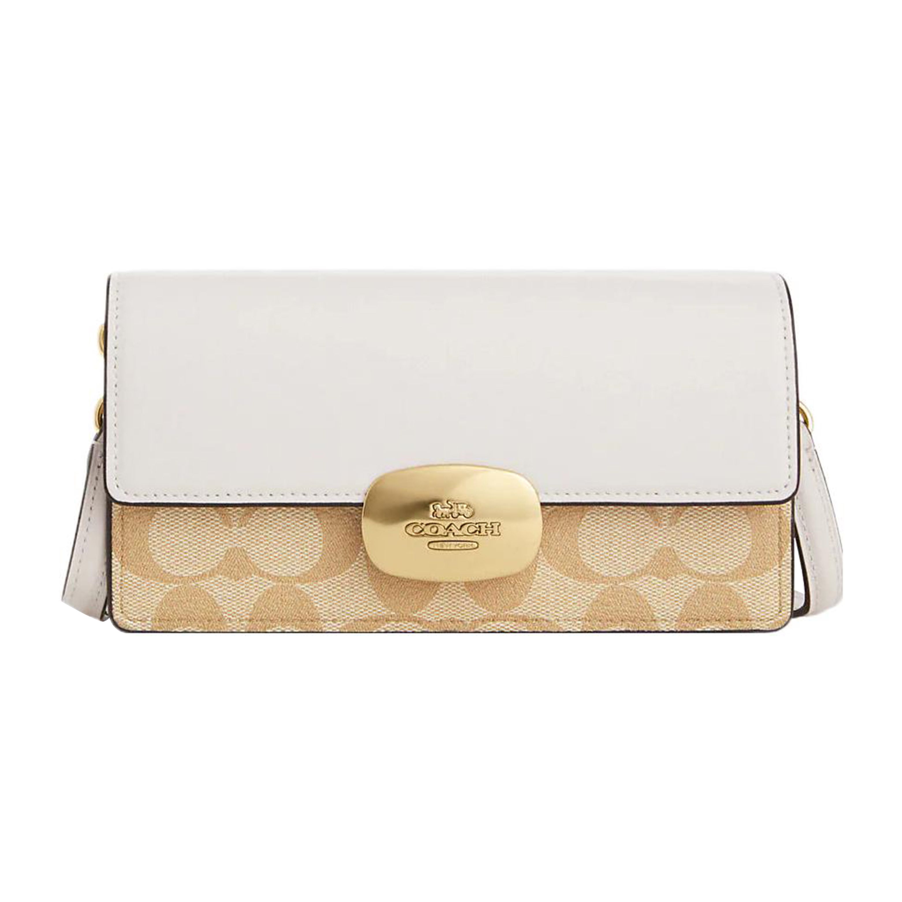 

Coach Eliza Removable Shoulder Strap Signature Coated Canvas With Smooth Leather Crossbody Bag Small Women crossbody bag Cream Light-Brown CR527-IMDQC Basic Set (Bag+Dust Bag)
