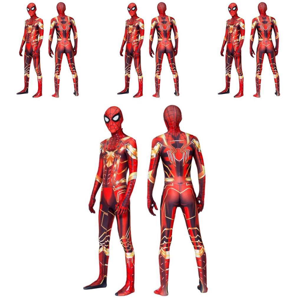 Marvel Steel Spider-man Cosplay Costume Full Body Outfit With Hood