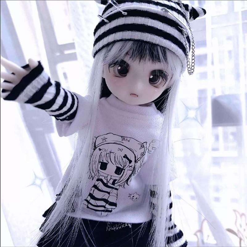 BJD Doll Clothing Set 1/4 1/6 1/3 Scale Dolls Cat Ear Kawaii Harajuku Style Outfit Fabric Costume