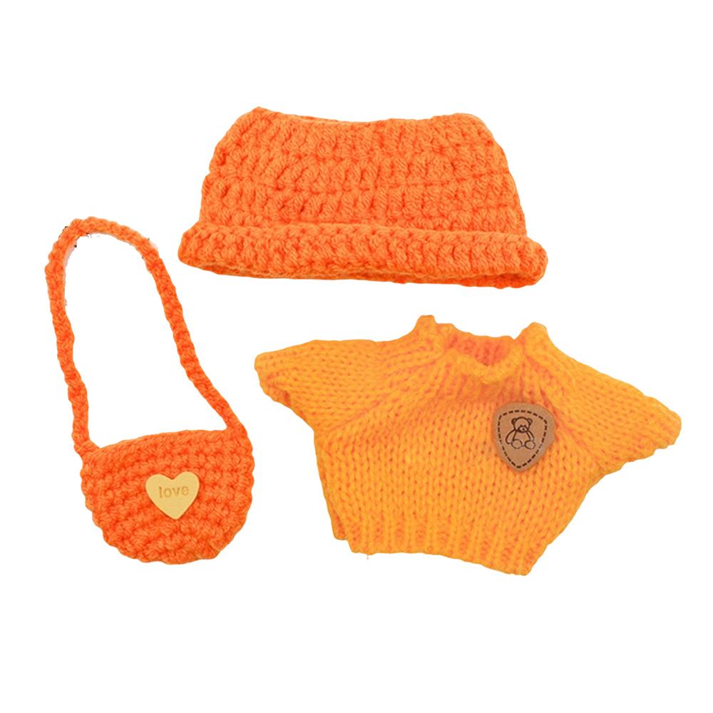 Doll Clothes Set with Knitted Sweater/Hat/Bag for 17cm Vinyl Figures Outfit Doll Accessories (No Doll)