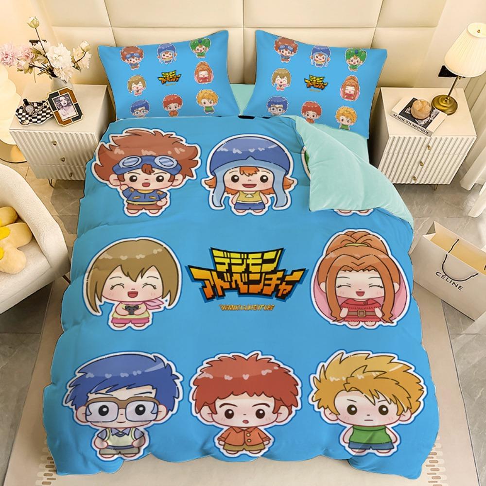 Anime Digital-monsters Bedding Set Digimon Duvet Cover and Pillowcases Unfilled Single Double Bed Adult Boy Girl Gift
