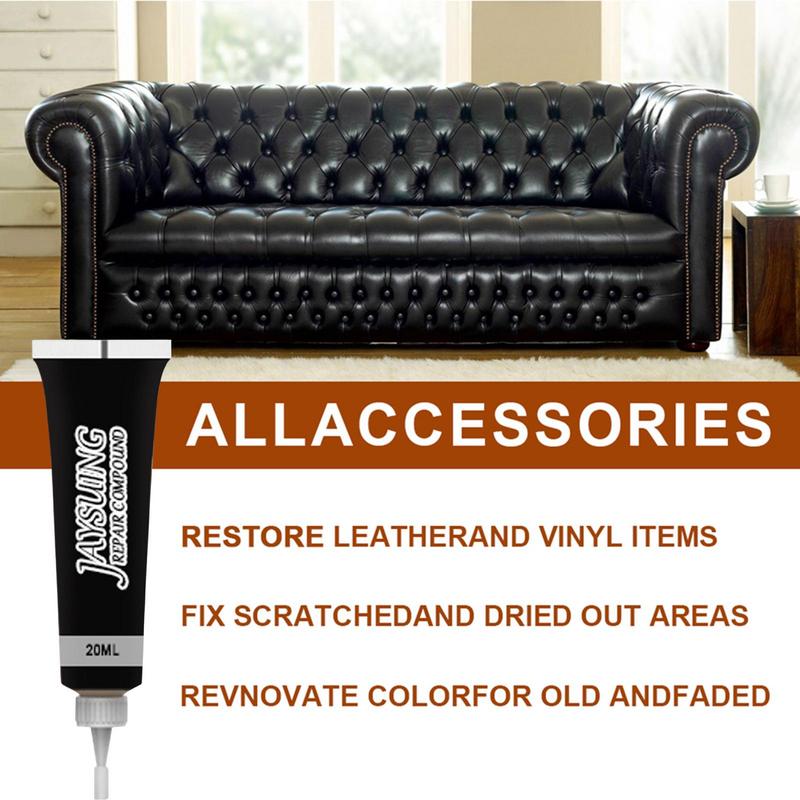 20ml Leather Repair Gel Car Seat Care Kit Leather Paint Black/White Leather Scratch Repair Refurbishing Cream 1pcs tools