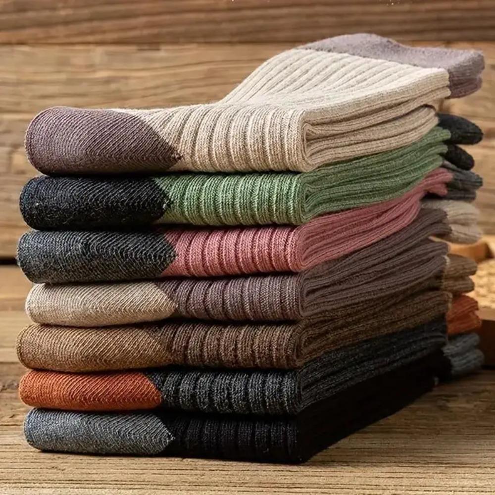 

7 пар уютных пэчворк носков до середины голени - Мягкие, дышащие и удобные носки средней длины для осени и зимы