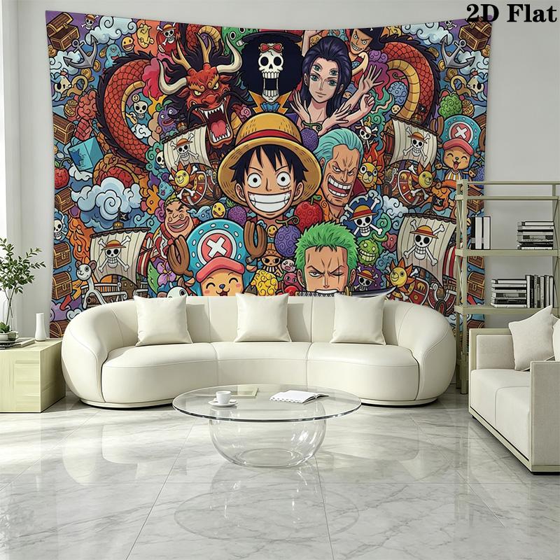 Anime One-Piece Wall Tapestry Aesthetic Wall Hanging Printed Fabric Blanket Decorative Tapestries for Bedroom Living Room Home Decor