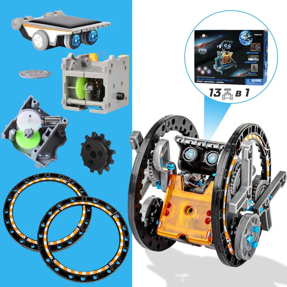 Educational constructor electronic robot with battery, for teaching robotics and experiments, with solar battery and motor