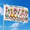 2D Flat, 1pc Single-Sided Printed Flag, Durable Polyester Material - 2D Flat, Colorful Hairstyle Chick "Relax, We're All Crazy" Fun Cartoon Group Port