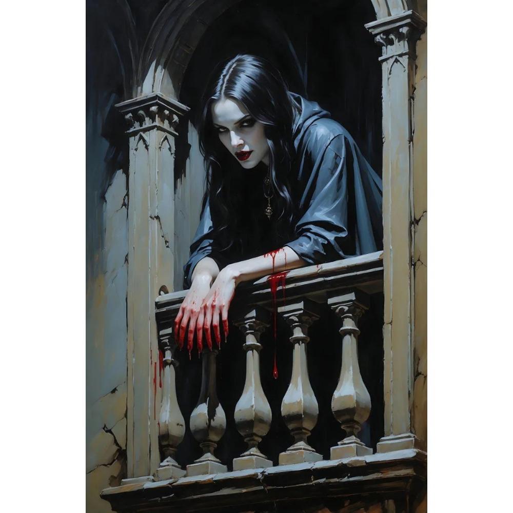 Dark Fantasy Romantic Gothic Vampire Queen Horror Blood Poster Print Wall Art Pictures Canvas Painting Living Room Home Decor