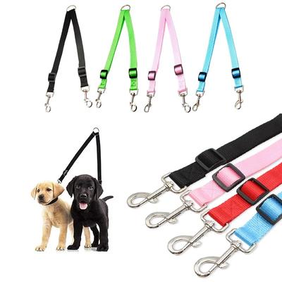 Doppelte Zwillings-Dualkupplungs-Hundeleine, zwei in einer, starkes Nylon, V-Form, verstellbare Haustier-Hundeleine, bunt, zwei Möglichkeiten, 2 Hunde, Haustierleine