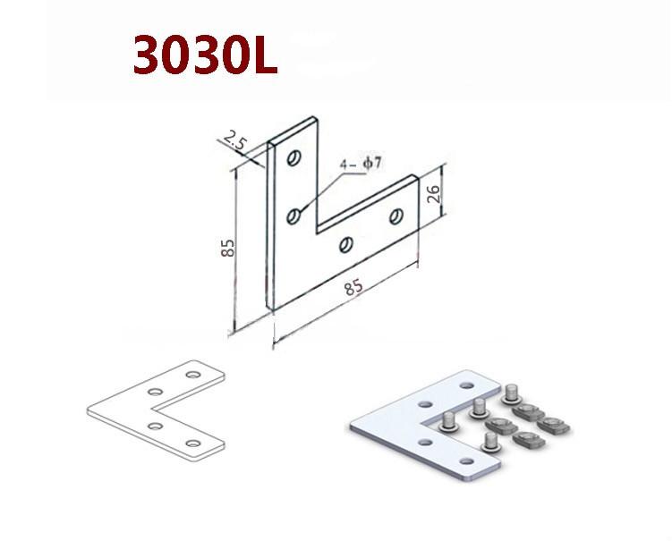 

5шт T/L соединительный алюминиевый профиль прочный пластинчатый угловой соединительный кронштейн для /3030/4040