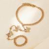 Vintage Gold Color Butterfly Beaded Finger Bracelet for Women Simple Metal Insect Adjustable Bracelet Beach Vacation Zircon