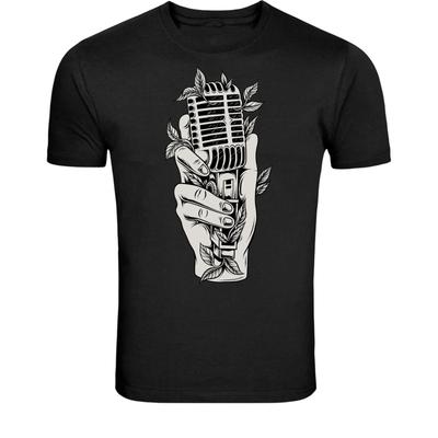 Vintage Microphone Hand T-Shirt - Retro Music Singer Graphic Tee