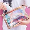 Colorful Holographic Women Cosmetic Bag TPU Clear Makeup Beauty Organizer Pouch