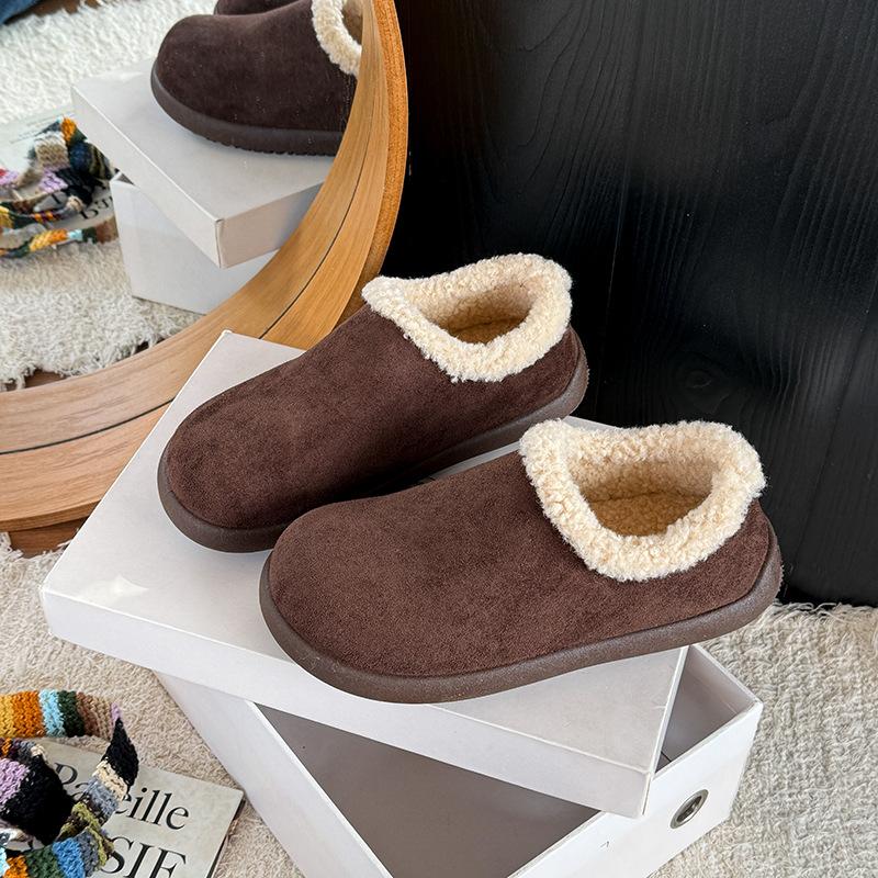 Lazy Boken lamb wool shoes warm cotton shoes women's shoes autumn and winter wear 2025 new million velvet cotton shoes