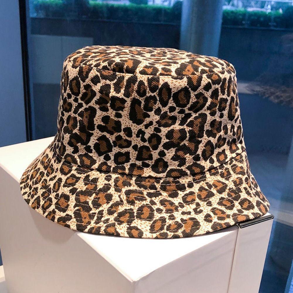 Big Brimmed Y2k Bucket Hat Sunshade Fisherman Hat Fashion Leopard Print Bucket  Men and Women