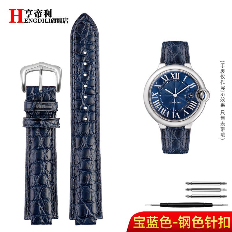 18-11mm 20-12mm Crocodile Genuine Leather Watchband For Cartier Blue Balloon Wsbb0025 Bracelet Watch Men's Women's Replace Strap