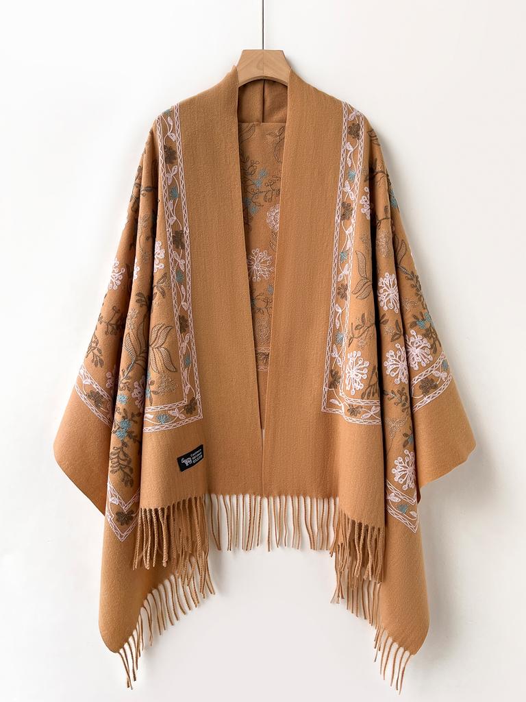 Winter Warm Cashmere Scarf For Women Embroidered Pashmina Blanket Thick Shawl Wrap Fashionable Neck Warmer Bufanda Echarpe