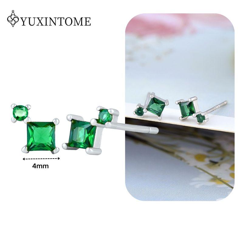 Turquoise 925 Silver Ear Needle Green Zircon vintage emerald Heart/Flower Pendant Hoop Earrings Fashion party Jewelry