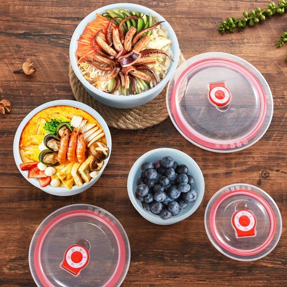 Wheat Straw Food Storage Bowl Set 3 Pieces With Lids Microwave Safe Plastic Bento Lunch Box Round Containers For Meal Prep Snack