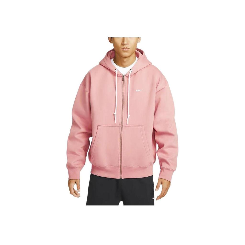 Nike Solo Swoosh Fleecegefütterter Zip-Hoodie mit Kordelzug Herren Hoodie Stardust-Rot DR0404-618