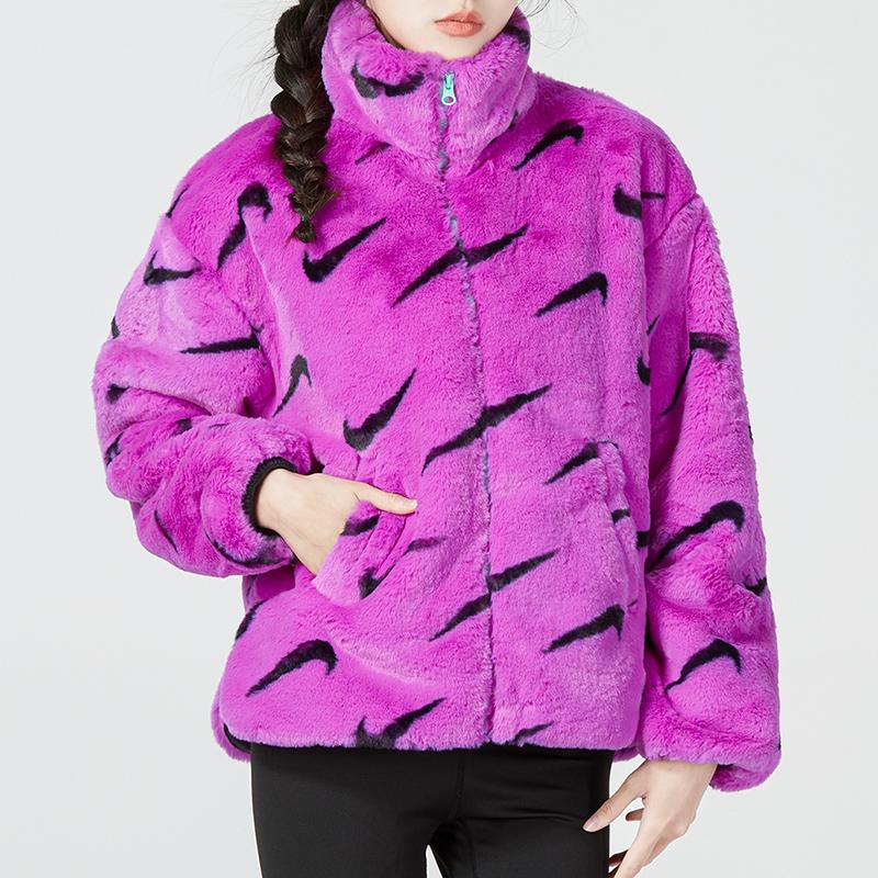 Nike Puffer Jackets Women's Dark Violet Stand Collar Moderate Other DQ6843-551