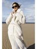 Faux Fur Long Coats Women Jackets Overcoats Lace Up Turn Down Collar Full Sleeve Open Stitch Thick Loose Y2k  Autumn Winter