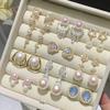 Zircon Geometric Pearl Stud Earrings Autumn and Winter Retro Elegant Earrings Temperament Earrings Women