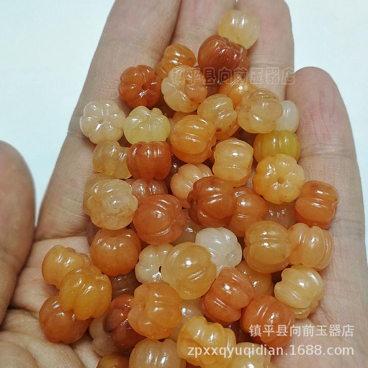 Gold Silk Jade Pumpkin Beads - Loose Jade Beads for DIY Jewelry Accessories