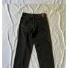 Mens Slim Fit Straight Leg Denim Jeans With Embroidery Detail Mid-Rise Lightly Stretch Cotton Washed Finish
