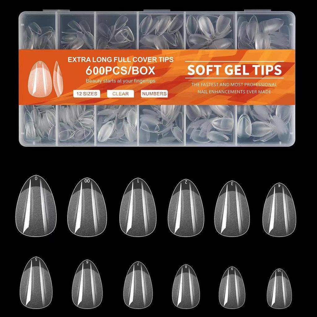 Almond Semi-Frosted No-Carve French Nail Art Tips - 600 Pieces