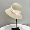 Hepburn Style Elegant Dome Bucket Hat Women's Summer Sunshade Sun Hat Straw Top Hat Fashion Straw Hat