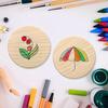 Ensemble de 5 Sous-verres Ronds en Bois Non Finis pour Loisirs Créatifs DIY et Décoration de Maison - Diamètre 4 Pouces, Matériau Bois Naturel, Parfait F