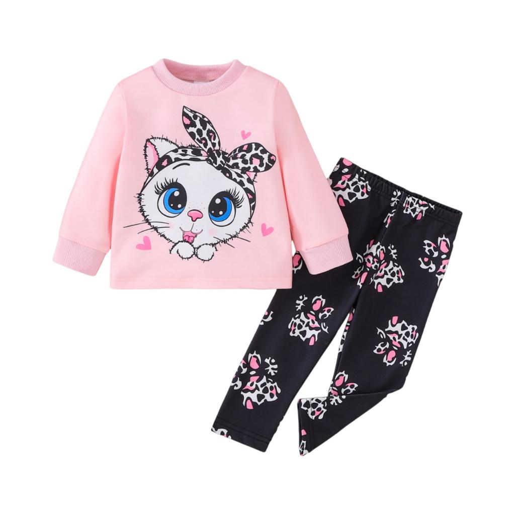 Dětská sada topu s dlouhým rukávem - Ležérní, stylový a všestranný dětský outfit